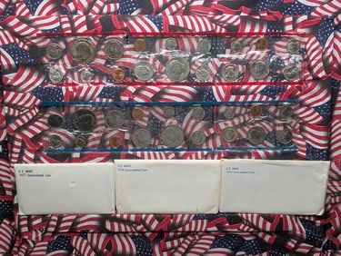 3 - U.S. Mint UNC. Coin Sets, 1977-S, 1978-S, 1979-S in GOP