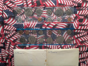 2 - U.S. Mint UNC. Coin Sets, 1973-S, 1976-S, in GOP