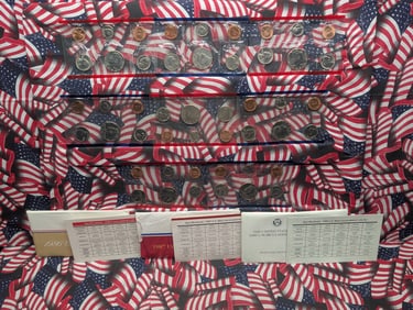 4 - U.S. Mint UNC. Coin Sets, 1986 P&D, 1987 P&D, 1988 P&D, 1989 P&D, in GOP