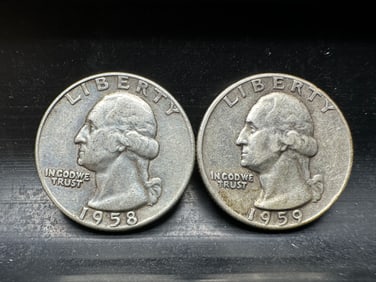 1958-D & 1959 Washington 90% Silver Quarters