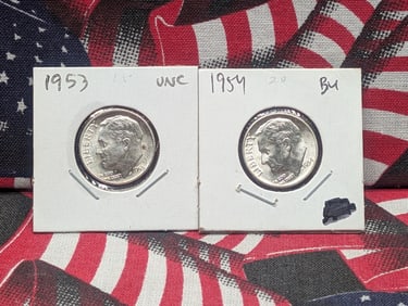 (2) Roosevelt Dimes 1953-P, 1954-P