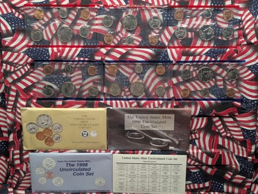 3 - U.S. Mint UNC. Coin Sets, 1990-S, 1996-S, 1998-S in OGP, No West Point Dime