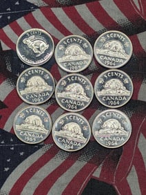 (9) Canadian Nickels Mixed Dates