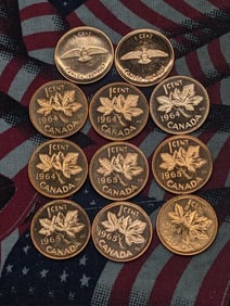 (11) Canadian Cents Mixed Dates BU