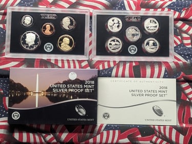 2018-S U.S. Mint Silver Proof Set, Seven 90% Silver Coins