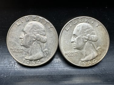 1964 P & D Washington 90% Silver Quarters