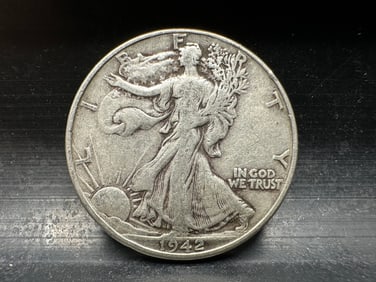 1942 Walking Liberty 90% Silver Half Dollar