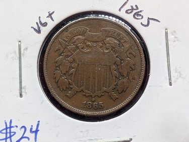 1865 Two Cent Piece - Civil War Era!