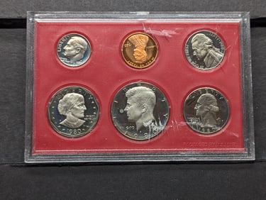 1980-S U.S. Proof Set - No Display Case & Box, Damaged Case
