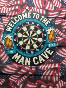 WELCOME TO THE MAN CAVE, Metal Sign, 7.75x7.75 Inches-Dinner Plate Size, Perfect For Man Cave,