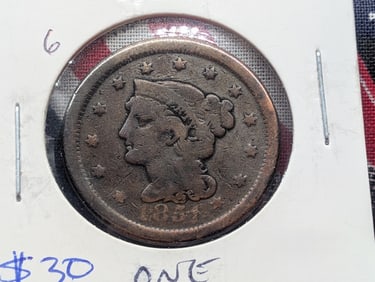 1851 Braided Hair Large Cent - 174 Years Old
