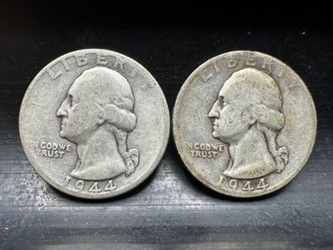 1944 P & D Washington 90% Silver Quarters
