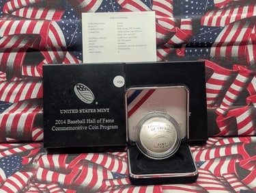 2014-P Proof Baseball Hall of Fame Coin, 90% Silver, Concaved