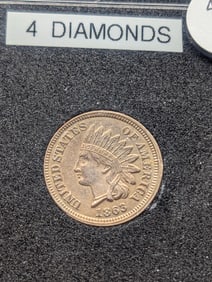 1863 Indian Head Cent, Full Liberty, 4 Diamonds, Modified Reverse