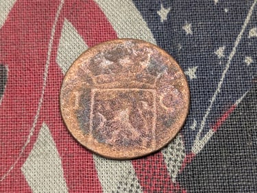 1837 V-ERROR TILTED 7-1c Nederland East Indie Coin, 188 Years Old!