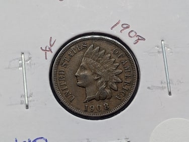 1908 Indian Head Cent - Strong Liberty - w/ One Diamond