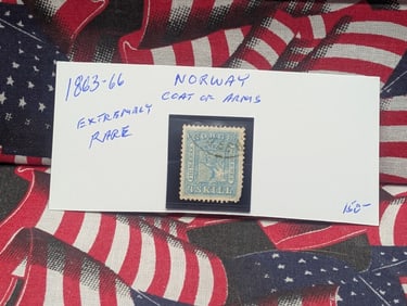 1863-1866 Extremely Rare Norway Coat of Arms Stamp