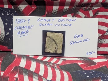 1883-1884 Extremely Rare Great Britian Queen Victoria 1 Shilling Stamp