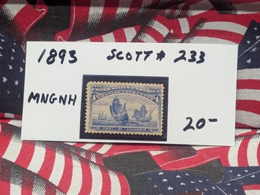 1893 Four Cent Columbus Stamp Scott # 233 MOGNH