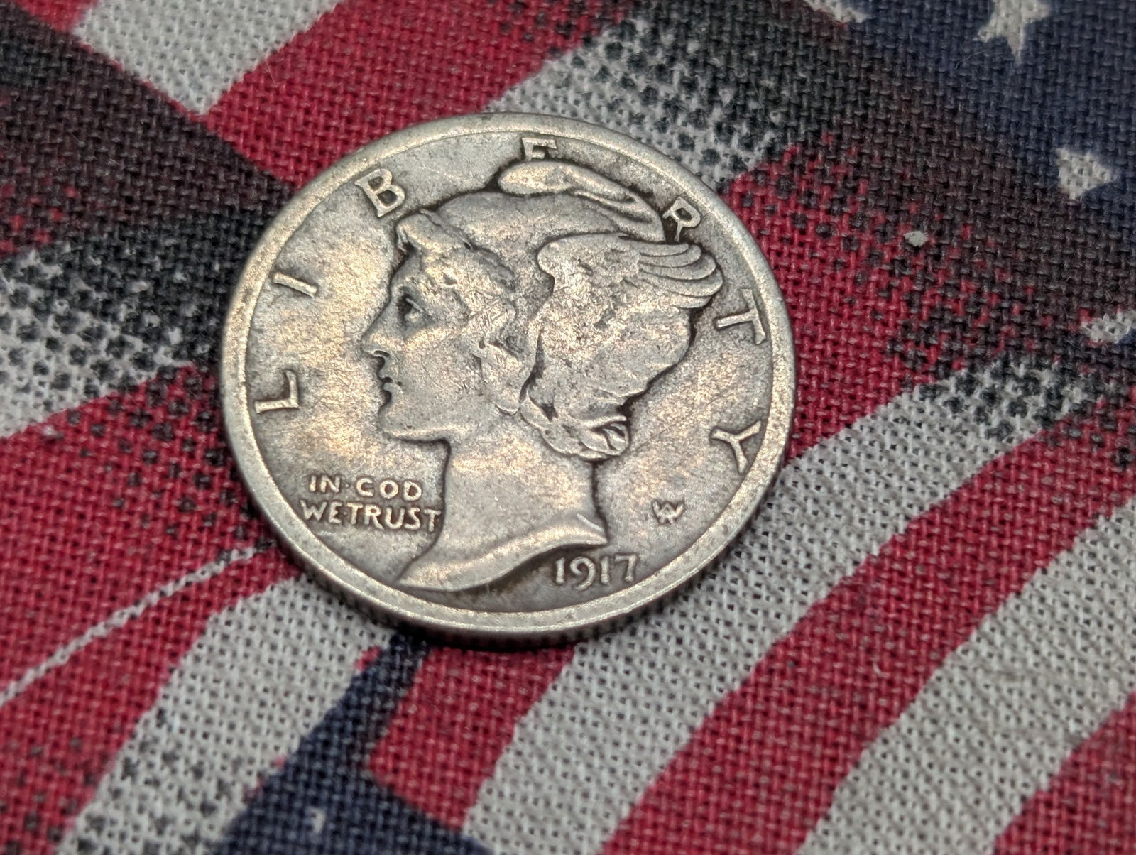 1917-D Mercury Silver Dime - VF (1 of 2)
