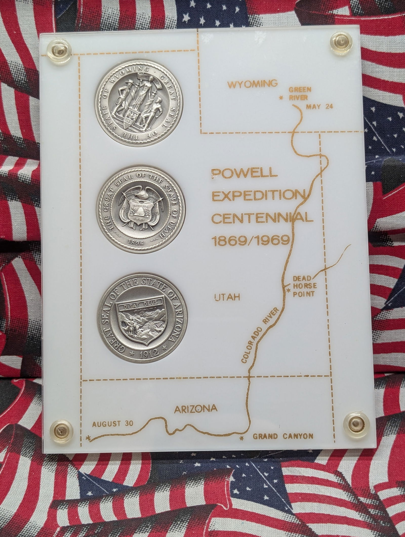 2.8 Oz. Total .999 SILVER 1869-1969 Powell Expedition Centennial Commem Rounds in Nice Capital Case (1 of 5)