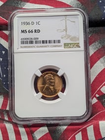 1936-D Lincoln Wheat Cent - NGC MS66 RD