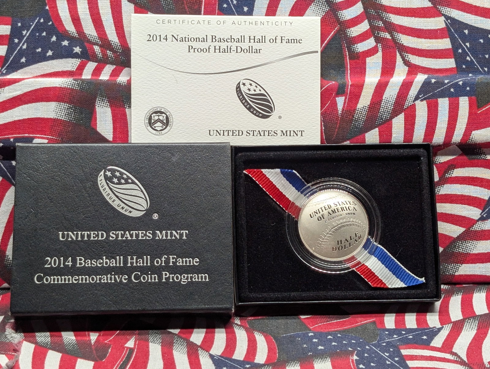 2014-S PROOF Baseball Hall of Fame Commem Half Dollar in OGP w/ COA, Clad: 2014-S PROOF Baseball Hall of Fame Commem Half Dollar in OGP w/ COA, Clad