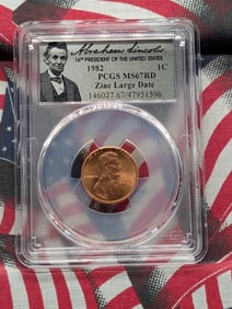 1982 Zinc Large Date Lincoln Memorial Cent - PCGS MS67 RD