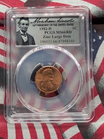 1982-D Zinc Large Date Lincoln Memorial Cent - PCGS MS67 RD