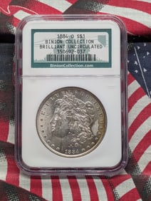 1884-O Morgan Silver Dollar - NGC BRILLIANT UNC - Binion Collection