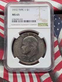 1972 Type 1 Eisenhower Dollar - NGC MS65