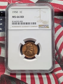 1950 Lincoln Wheat Cent - NGC MS66 RD