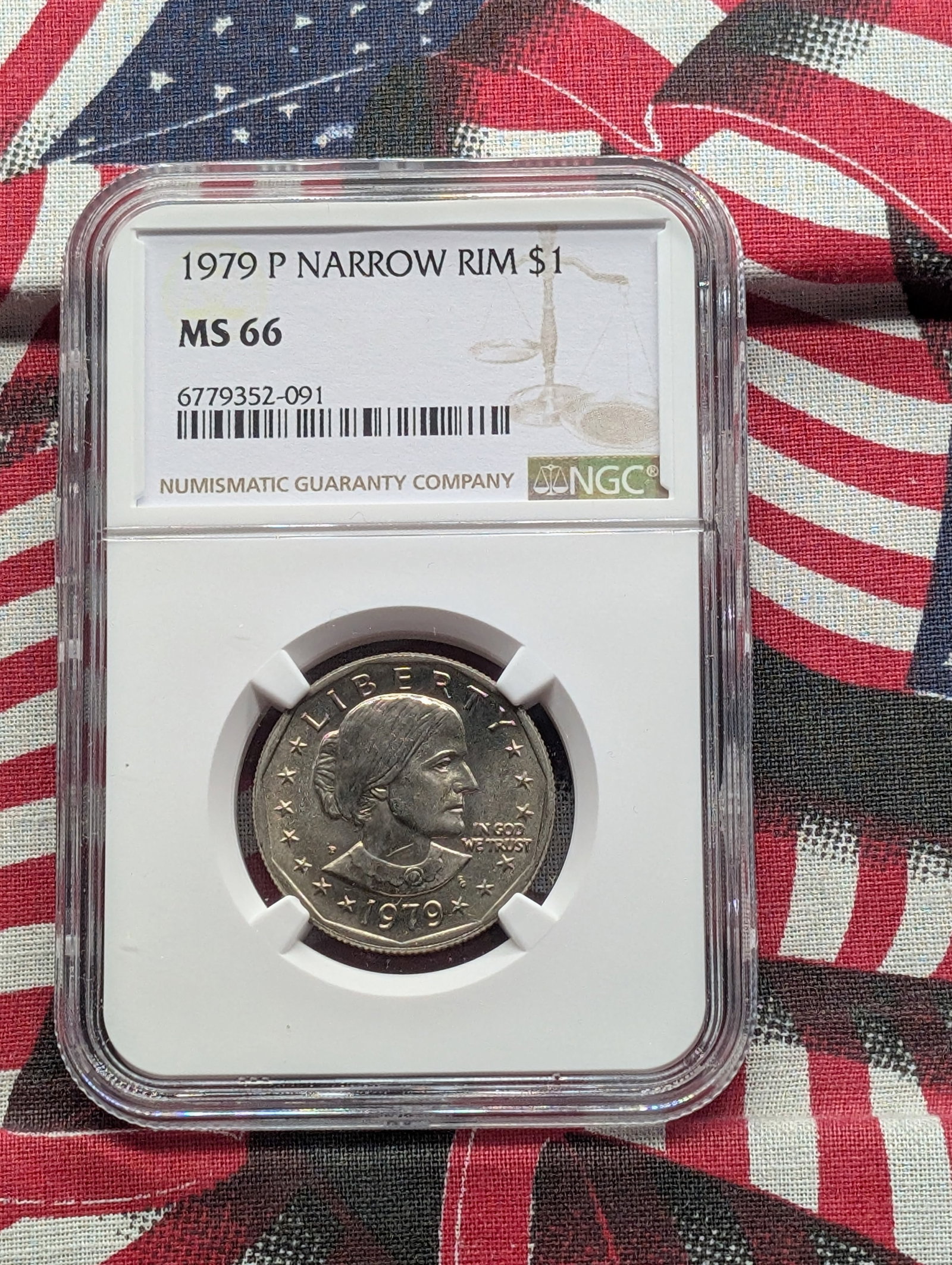 1979-P Susan B. Anthony Dollar w/ Narrow Rim - NGC MS66: 1979-P Susan B. Anthony Dollar w/ Narrow Rim - NGC MS66