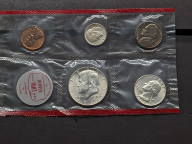 1964-D Silver Uncirculated Mint Set No Envelope - (3) 90% Silver Coins