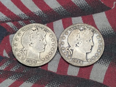 1914 P & D Barber Quarters Both VG