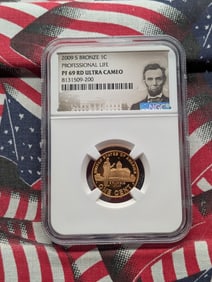 2009-S PROOF Bronze Lincoln Professional Life Cent - NGC PF69 RD ULTRA CAMEO