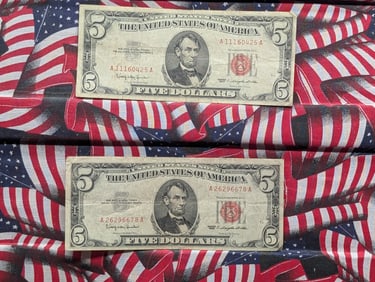 (2) Series 1963 $5 Red Seals