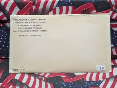 1965 Special Mint Set, White Flat Pack Unopened, Contains a 40% Silver Kennedy Half Dollar