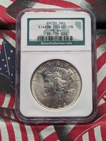 1923 Peace Silver Dollar - NGC MS64 - Binion Collection