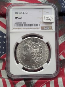 1884-CC Morgan Dollar NGC MS61 - Slider! Top Teir Grader!
