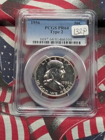 1956 Type 2 Franklin Half Dollar, PCGS PR64 Better Coin, Top Teir Grader!