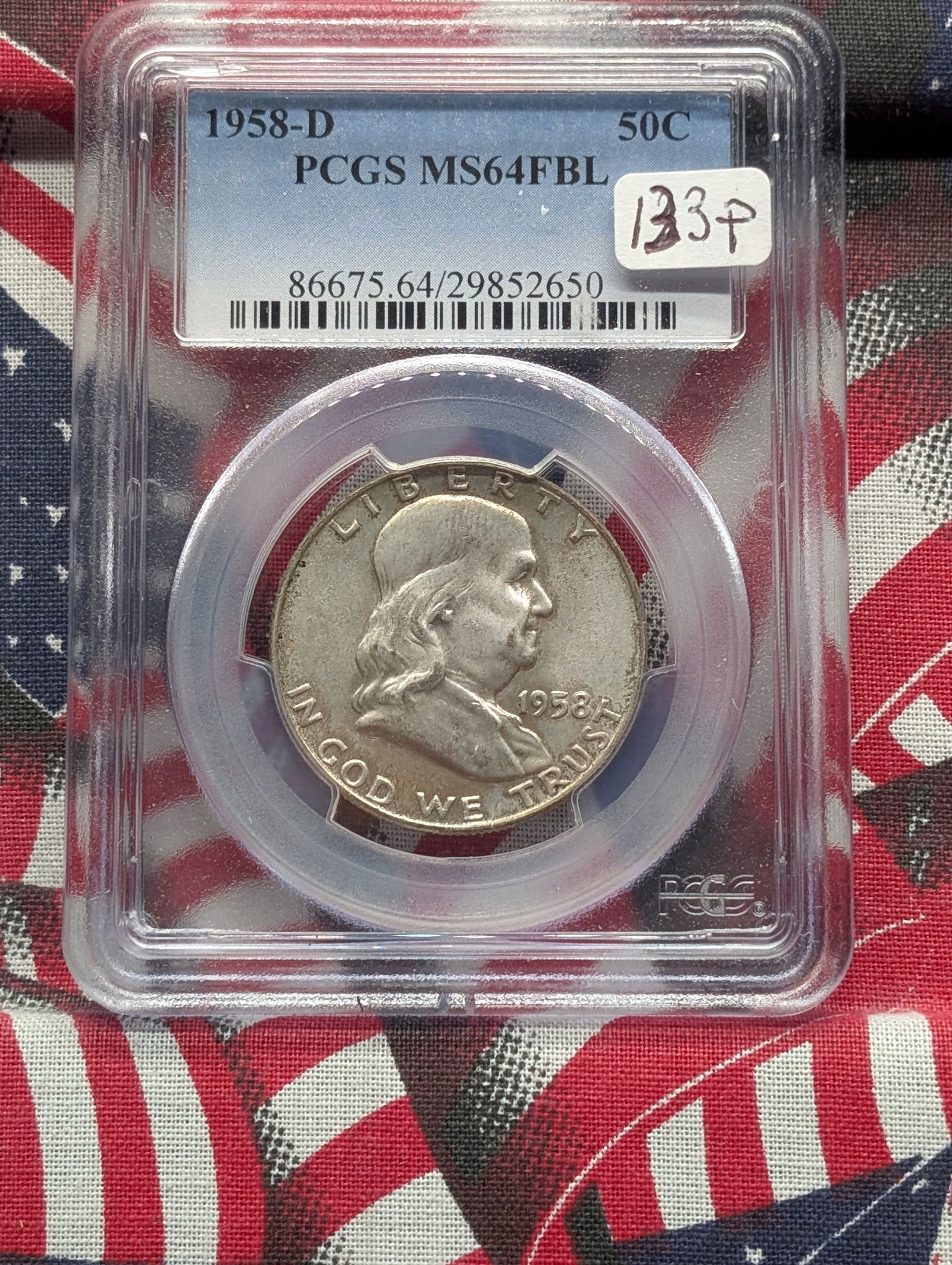 1958-D Franklin Half Dollar, PCGS MS64 FBL Premium Full Bell Line. Top Teir Grader! (1 of 4)