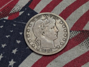 1916-D Barber Silver Quarter - VG/FINE