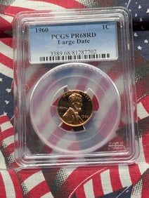 1960 Large Date Lincoln PCGS PR68RD, Top Teir Grader!
