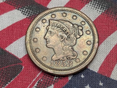 1853 Braided Hair Large Cent - XF