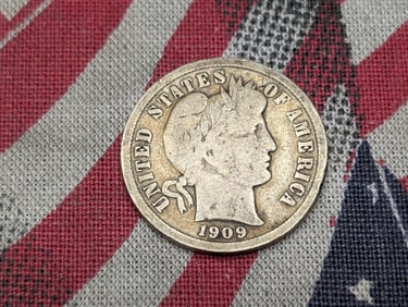 1909-D Barber Silver Dime - VG