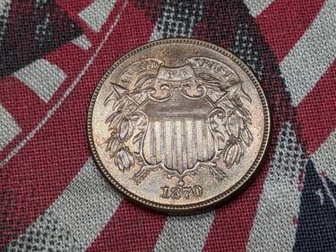 1870 Two Cent Piece - AU - SCARCE DATE!!