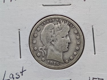 1916-D Barber Quarter, Nice Last Year Coin