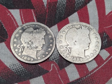 (2) 1899 Barber Quarters