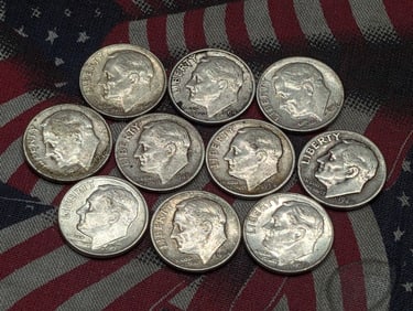 (10) 90% Silver Roosevelt Dimes Assorted 46-64 Dates